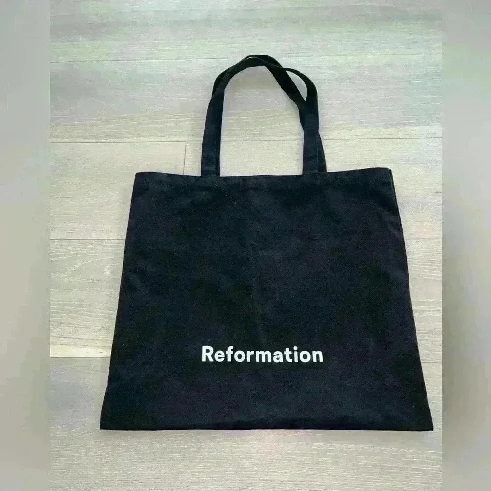 REFORMATION Black Cotton Tote shopping bag